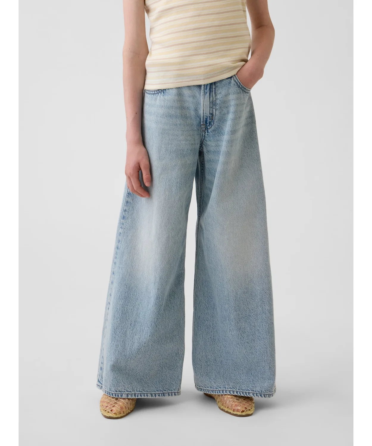 Детские джинсы с низкой посадкой Stride Wide Baggie GAP, Light Indigo Blue
