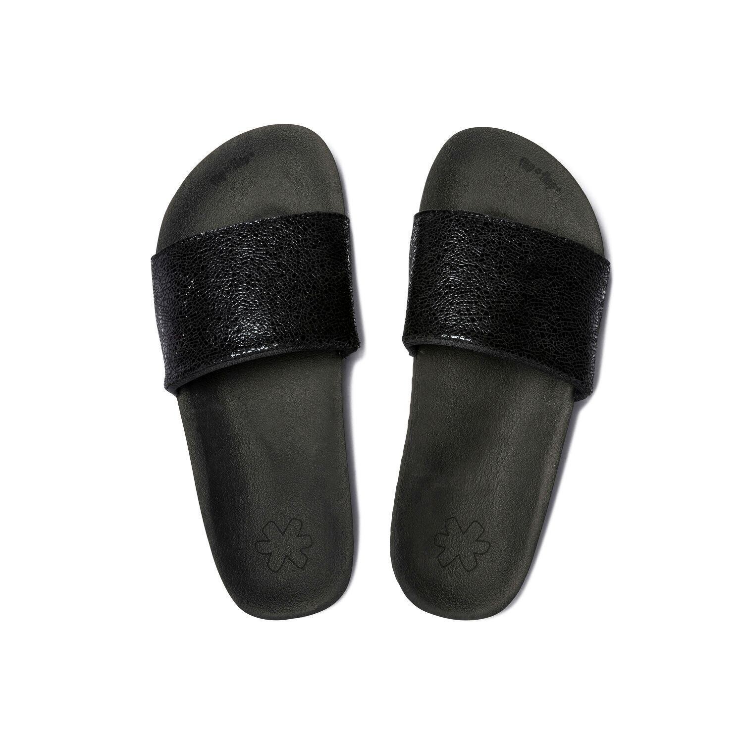 

Босоножки женские бассейн металлик трещины ЧЕРНЫЕ FLIP FLOP, черный