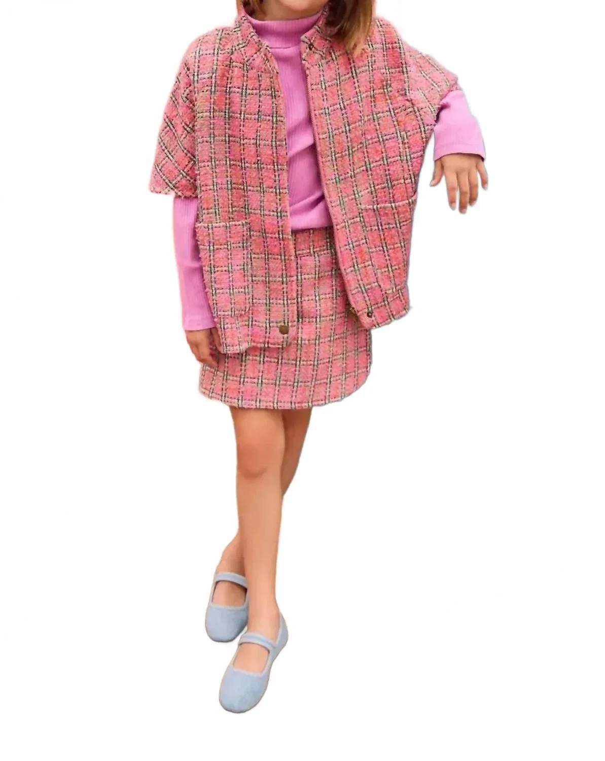 Детская юбка-шорты в клетку Palermo Plaid Mini Skort Bisby, розовый