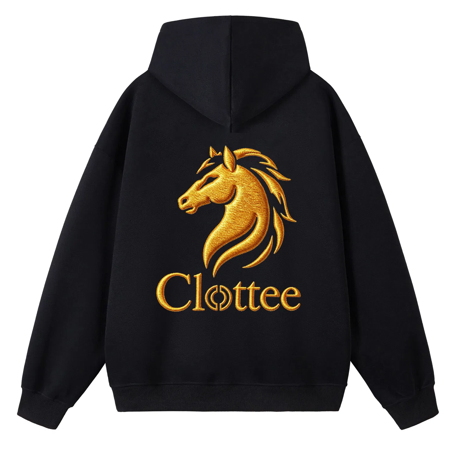 Детский худи с капюшоном средней посадки CLOT, Black With Gold Logo