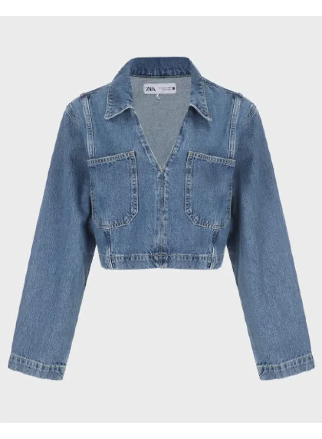 Рубашка хлопковая джинсовая Zara, синий