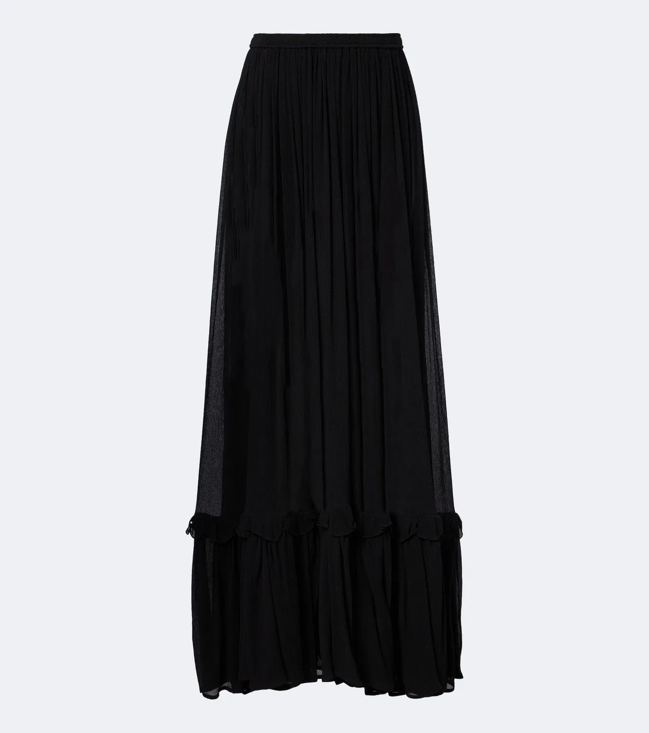 Макси-юбка из плиссированного шелка SAINT LAURENT, черный