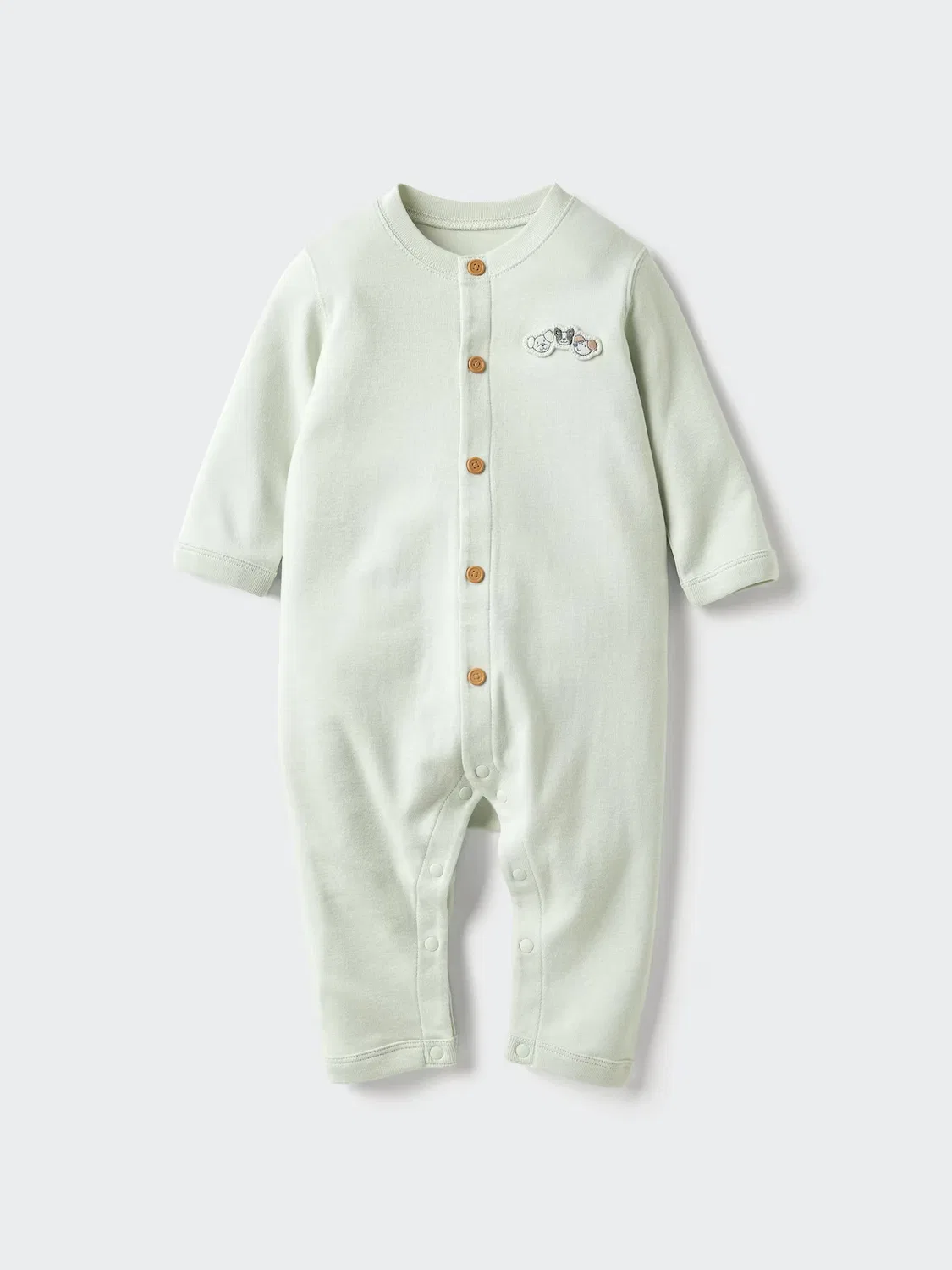 Комбинезон Uniqlo, в рубчик, с длинным рукавом, зеленый