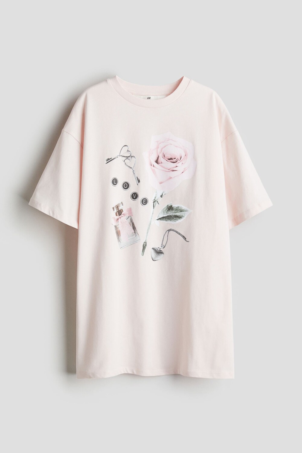 

Футболка H&M Kids Oversized Printed Rose, светло-розовый