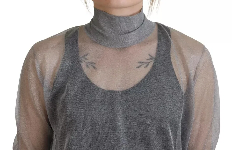 Женский пуловер с воротником-голф See Through Turtleneck Pullover Sweater Dolce & Gabbana, серый