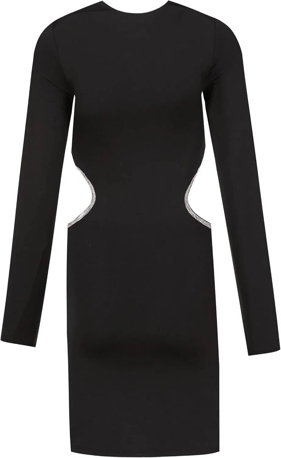 Женское облегающее платье с вырезами и стразами, Black — фото 3