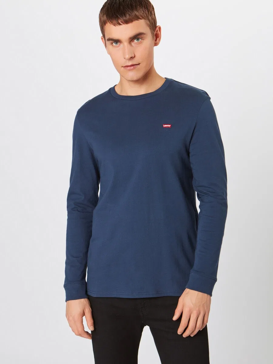 Футболка LEVI'S Regular fit 'LS Housemark Tee' темно-синего цвета — фото 3