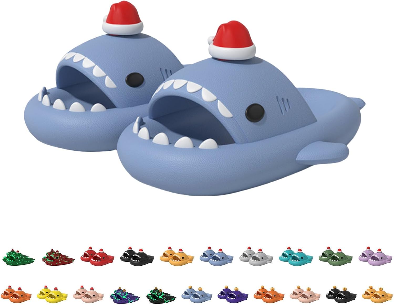 

Сланцы с акулой на Хэллоуин, рождественские сланцы с акулой, облачные сланцы с акулой 3D мультяшные тапочки для женщин и мужчин Generic, синий