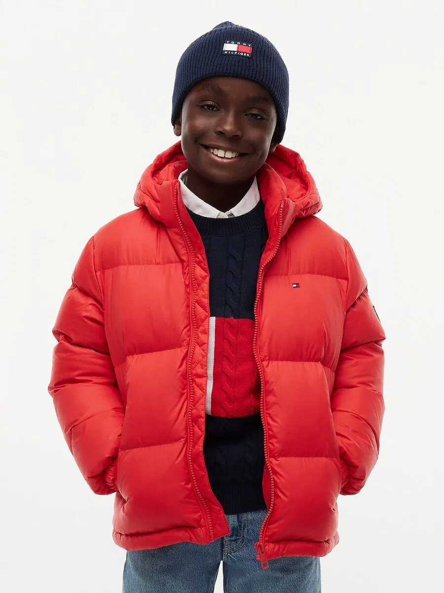 Зимняя куртка TOMMY HILFIGER 'Essential' оранжево-красного цвета — фото 2