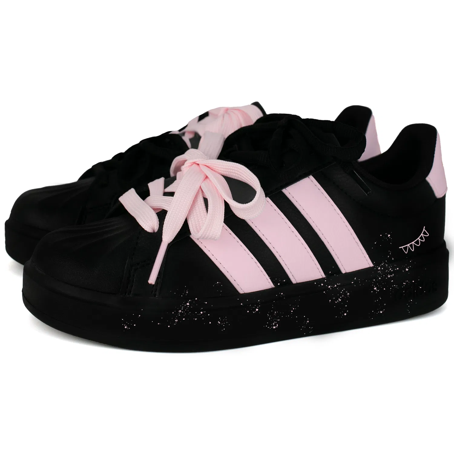 Детские кроссовки для скейтбординга с кожаным верхом Street Talk Adidas, Black Pink — фото 4