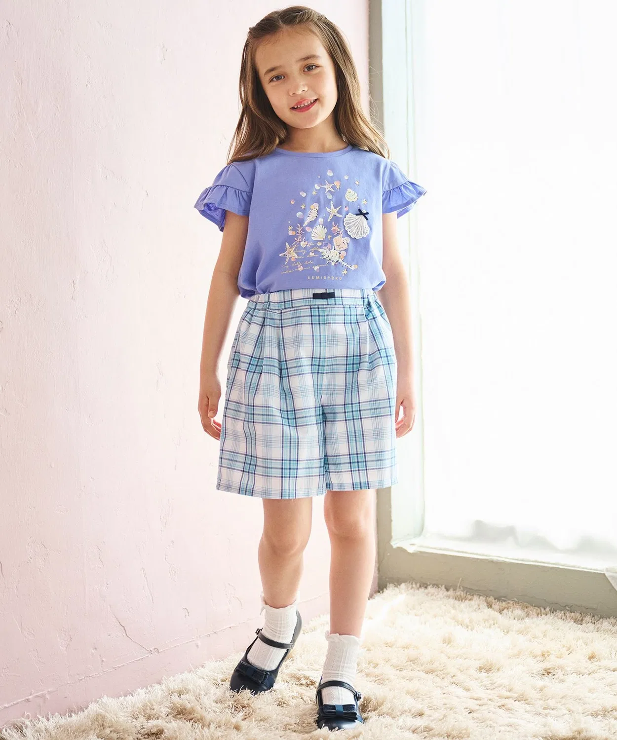 Детская футболка с длинным рукавоми принтом Sea Grow Frill Kumikyoku KIDS, Ivory — фото 4