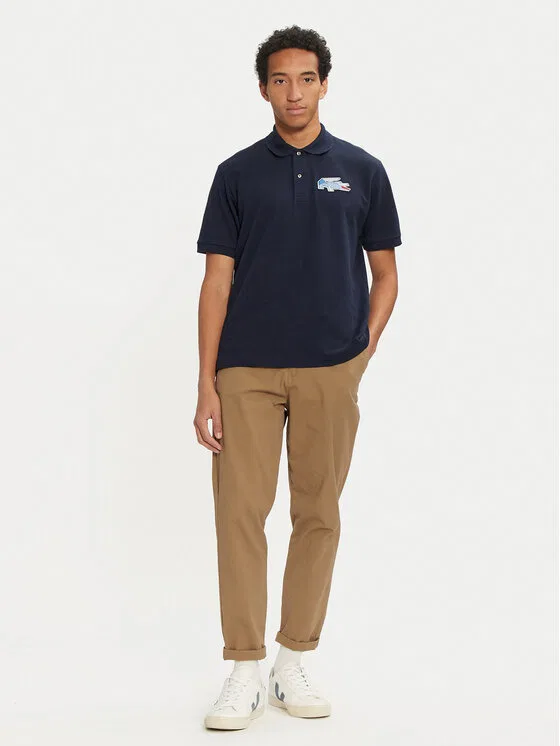 Поло Lacoste regular fit, темно-синий — фото 2