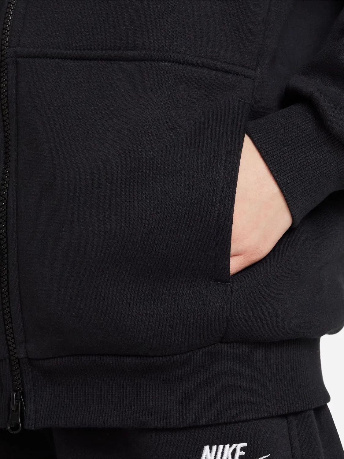 Толстовка на молнии, оверсайз, Club Fleece Nike, черный — фото 4