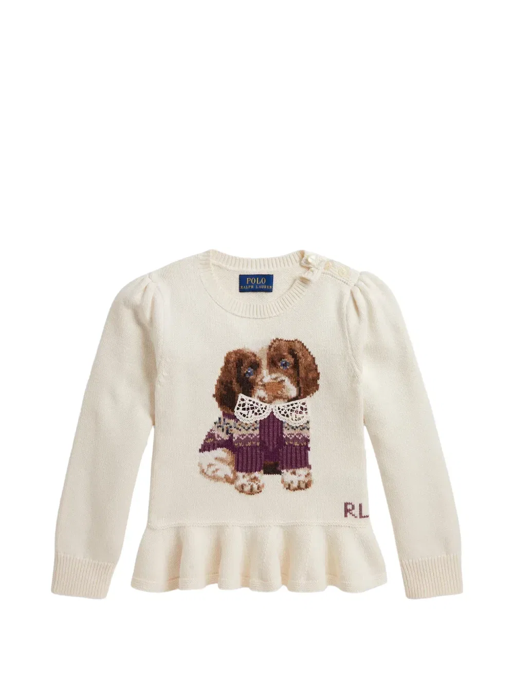 Свитер с баской POLO RALPH LAUREN KIDS, бежевый