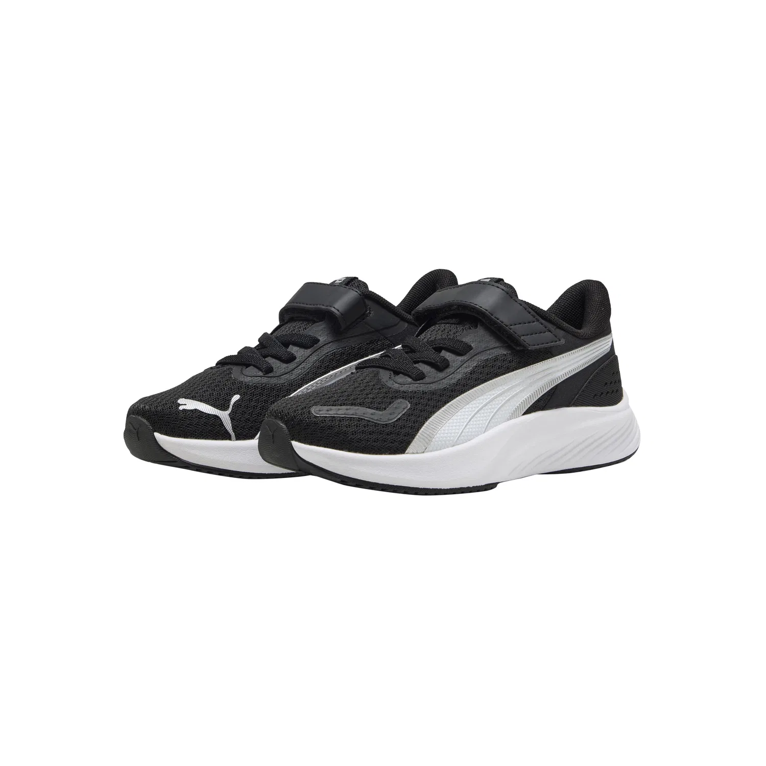 Детские кроссовки с липучками Pounce Lite Puma, Schwarz / Weiss / Silber — фото 3