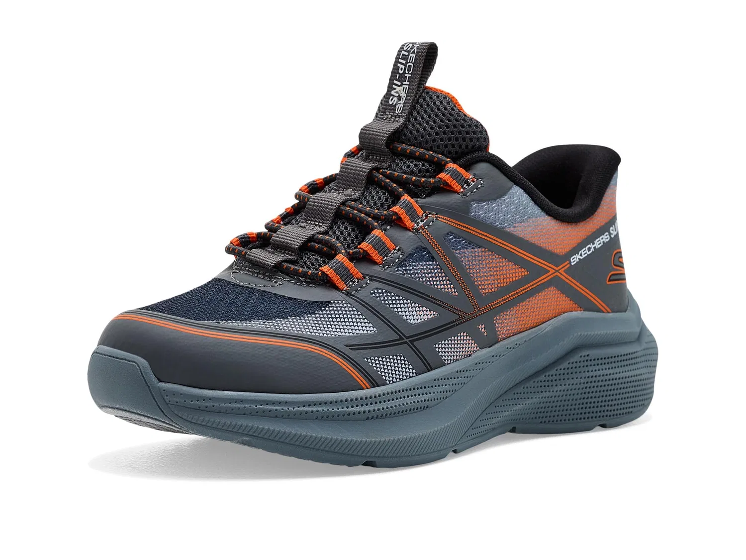 Кроссовки Hands Free Slip-Ins-Microspec Velocity 404220L (для маленьких и больших детей) Skechers Kids, Charcoal/Orange