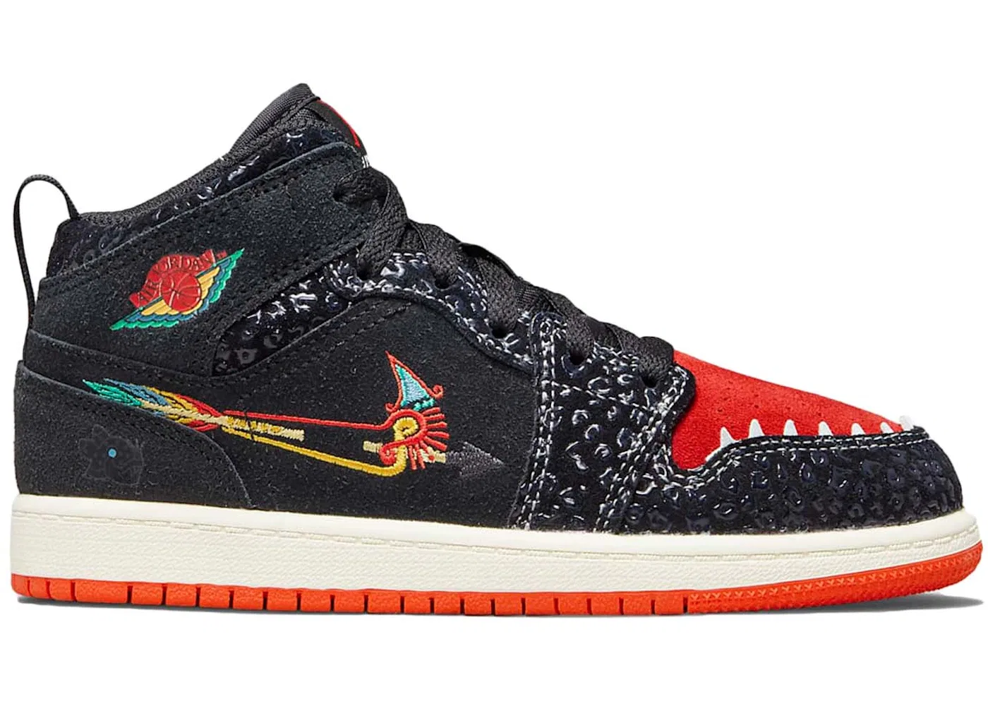Детские кроссовки Lifestyle с высоким берцем Jordan 1 Mid SE Jordan, Black/Sail/Roma Green/Chile Red