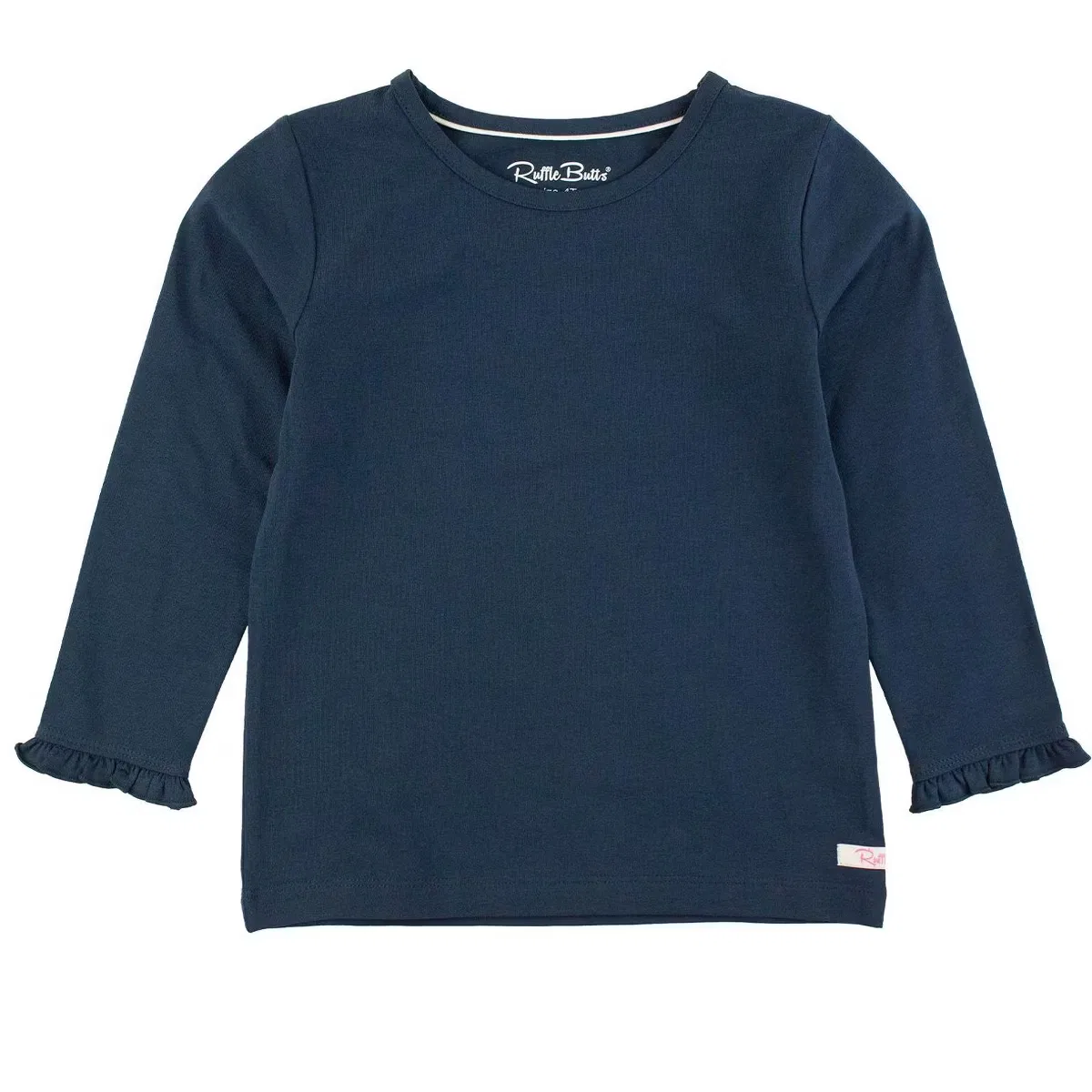 Блузка с длинным рукавом с воланами RuffleButts, Dark Navy