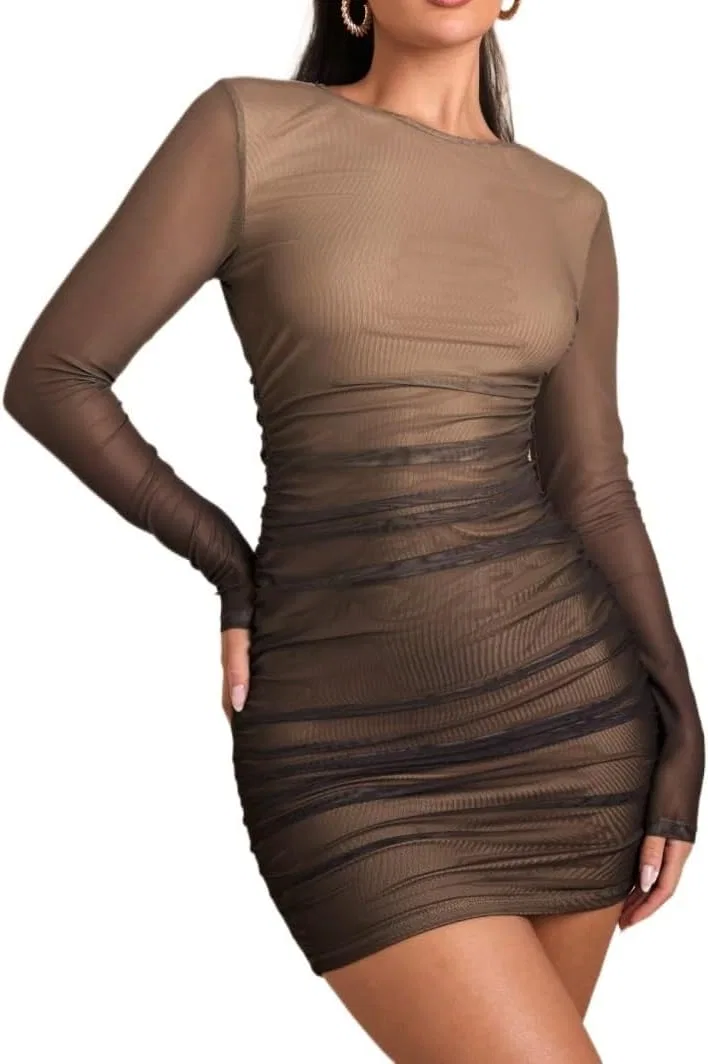 Женское облегающее мини-платье с длинным рукавом Bodycon, Multicolor