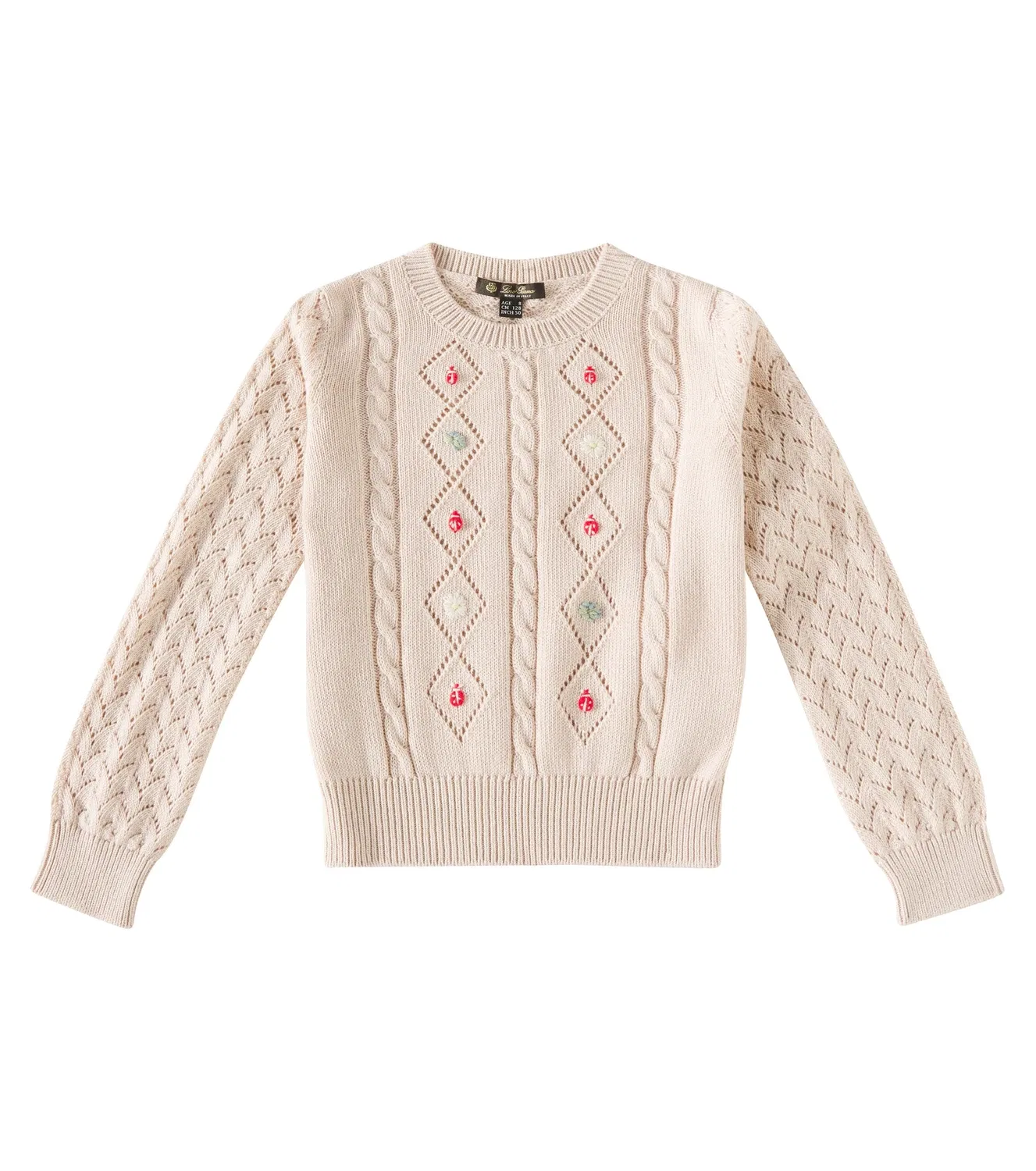 Свитер хлопковый с кашемиром Loro Piana Kids, бежевый