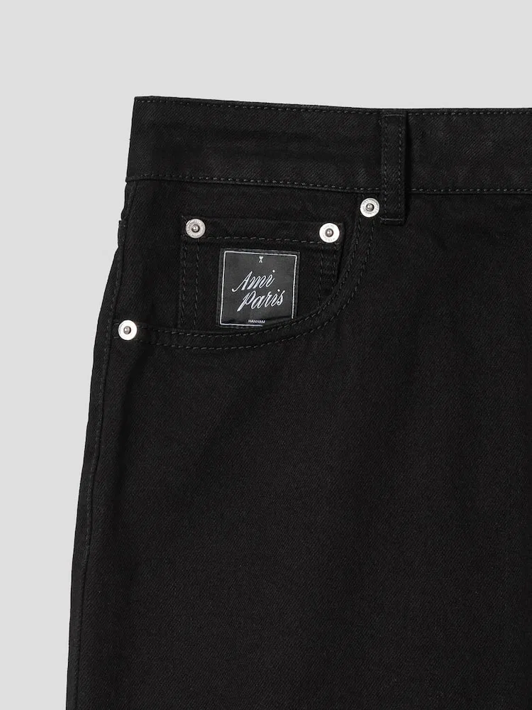 Широкие джинсы Wide Leg Jeans AMI PARIS, Black — фото 4