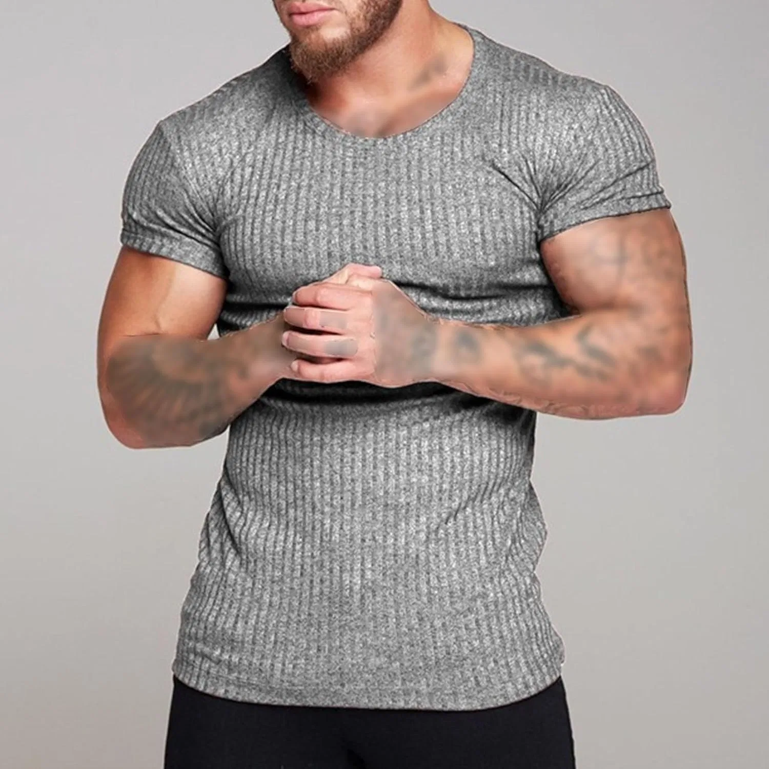 Мужская облегающая майка Muscle T Shirt, Grey — фото 2