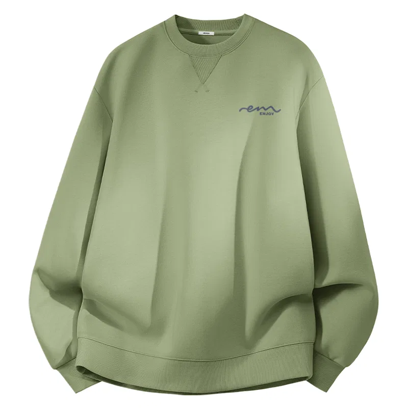Детский свитшот с принтом Miniso, Цвет Heavyweight Air Layer Gray Pea Green (Ink Blue Flow Chest Logo)