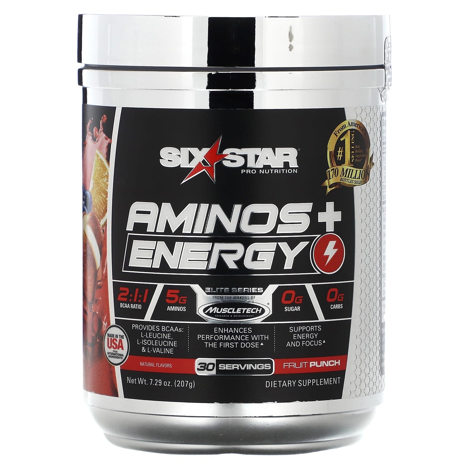 

Аминокислоты и Энергия Six Star, фруктовый пунш, 207 г