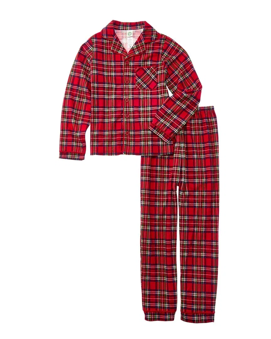 Детская пижама с принтом Plaid Little Me, красный
