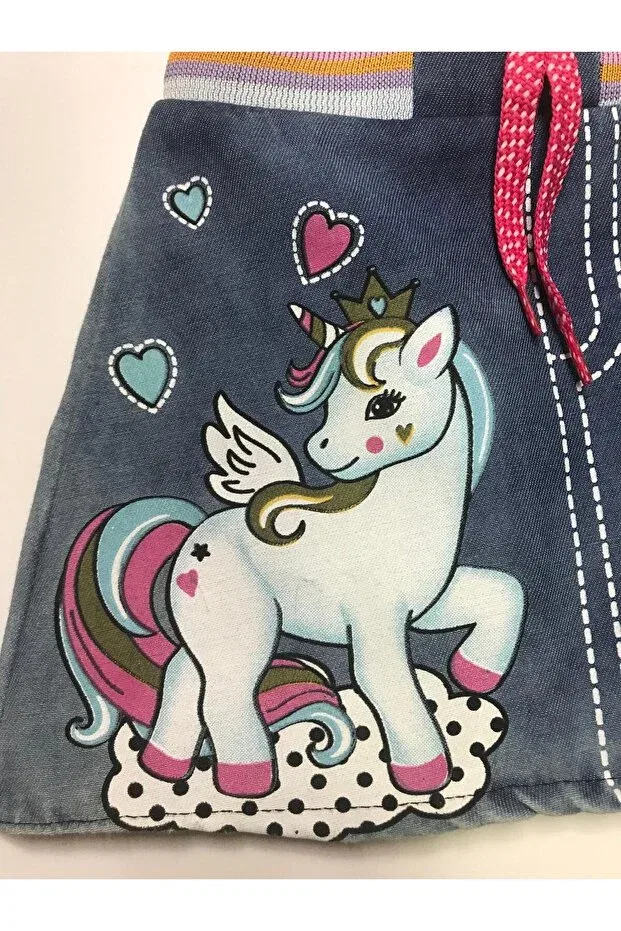 Детская юбка для девочек джинсовая с принтом Follow Baby Girl Baby Slon Kids Clup, Denim — фото 2