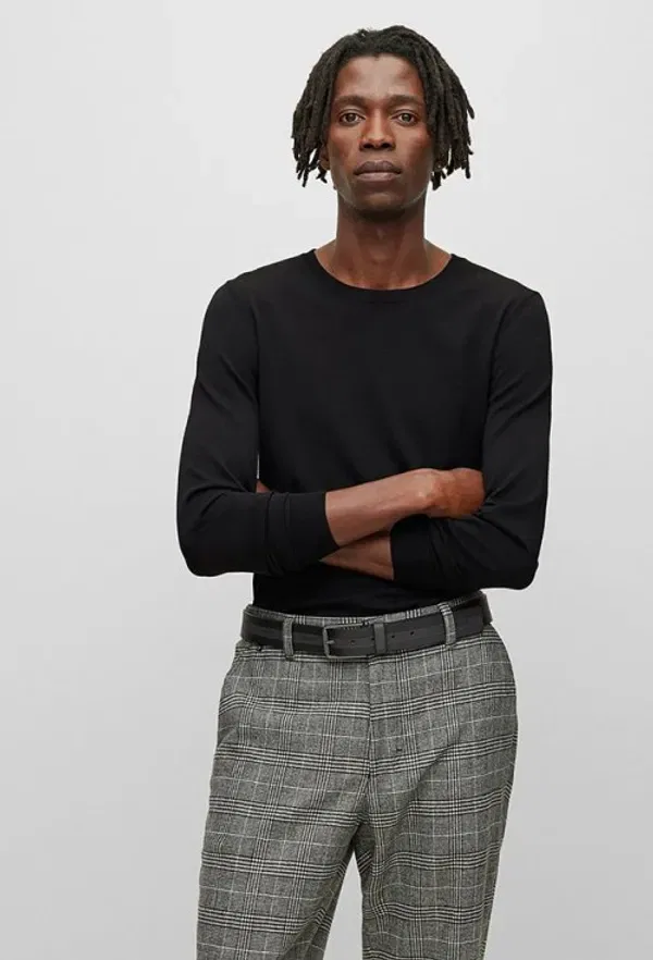 Свитер шерстяной, slim fit, Boss, черный — фото 4