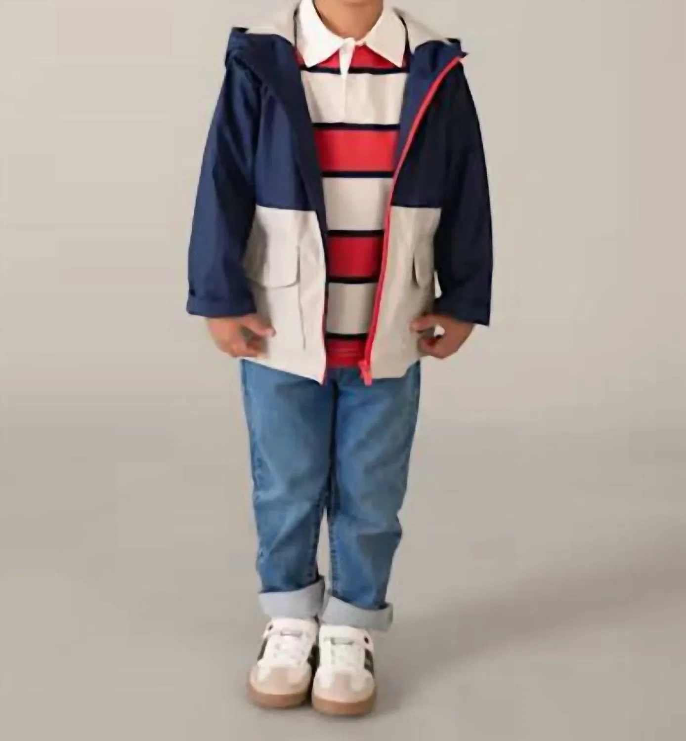 Детский плащ для мальчиков с принтом Two Tone Colorblock Raincoat Mayoral, темно-синий — фото 3