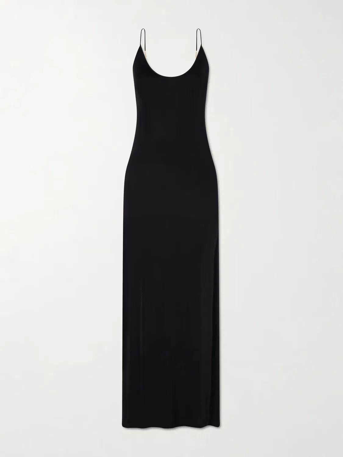 Платье-макси из трикотажа с вышивкой Saint Laurent, черный