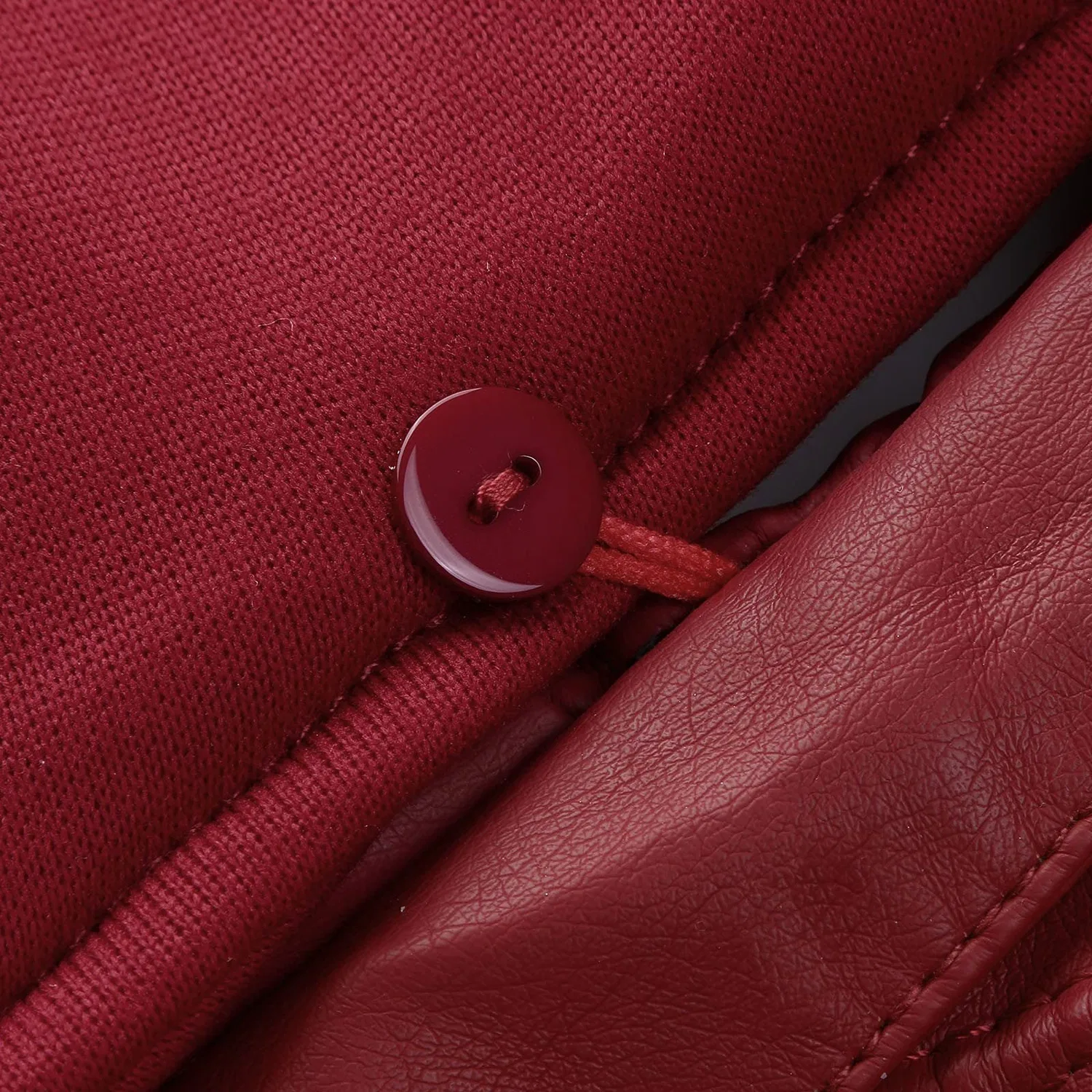 Женская куртка из экокожи с капюшоном, оверсайз, Red — фото 4