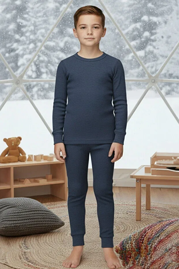 Детский комплект термобелья для мальчиков хлопковый Thermoform, Navy Blue — фото 2