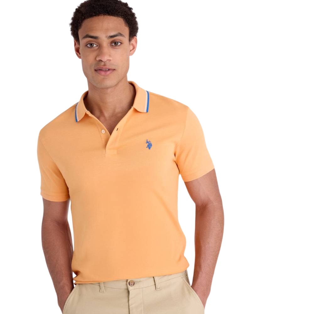 Футболка-поло U.S. Polo Assn Slim Fit Tipped Interlock, светло-оранжевый