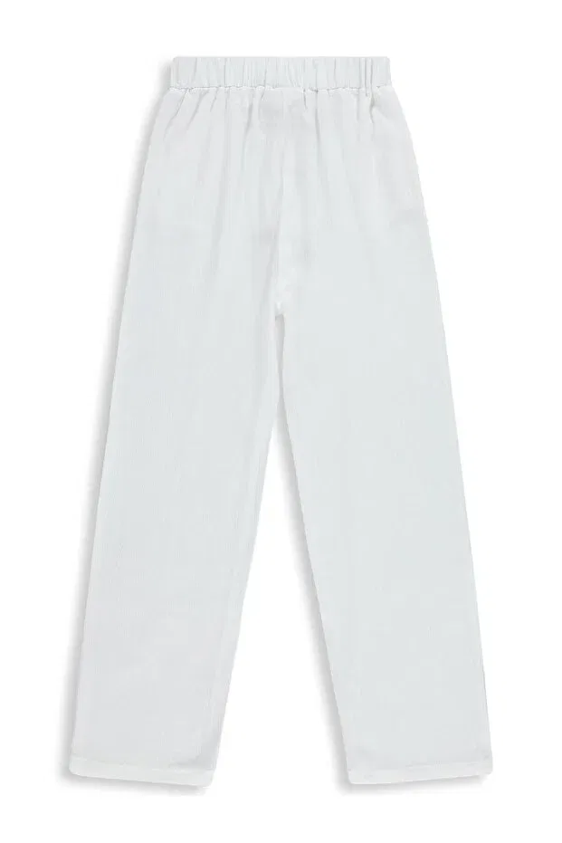 Детские брюки для девочек с широкой штаниной Civil Girls, Off White — фото 2