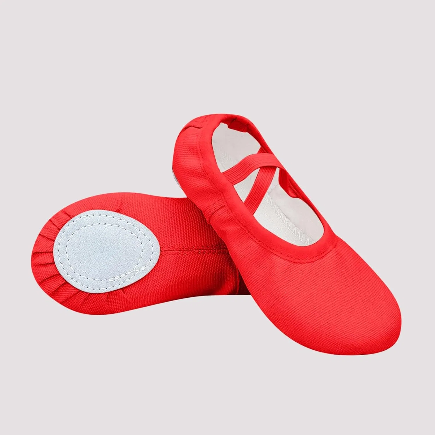 Детские балетки для девочек с мягкой подошвой Canvas Ballet Shoes, Red — фото 2