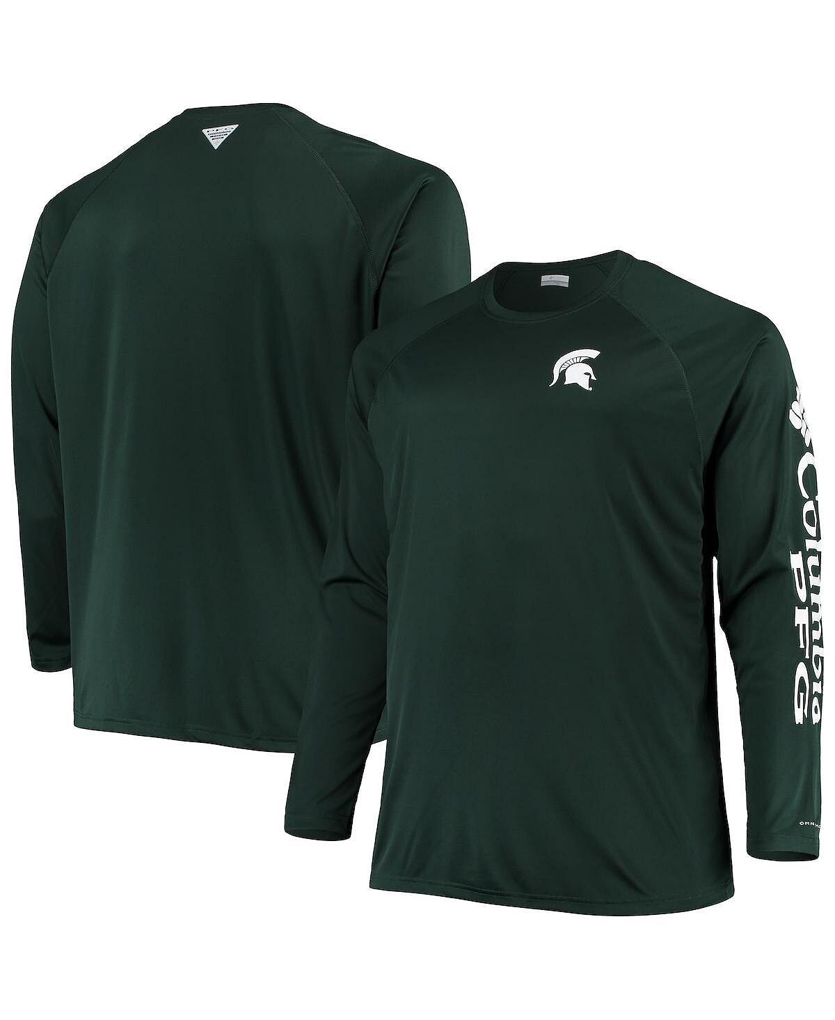 

Мужская зеленая футболка michigan state spartans big and tall terminal tackle omni-shade с длинным рукавом реглан Columbia, зеленый