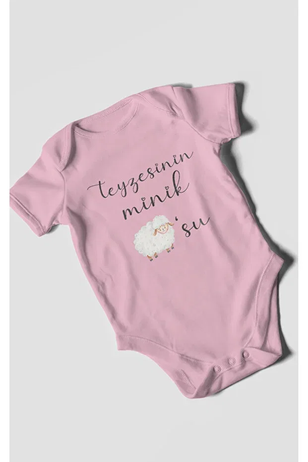 Детское боди-слип для новорожденных с принтом Auntie'S little lamb Morivokids, Dark Pink — фото 3