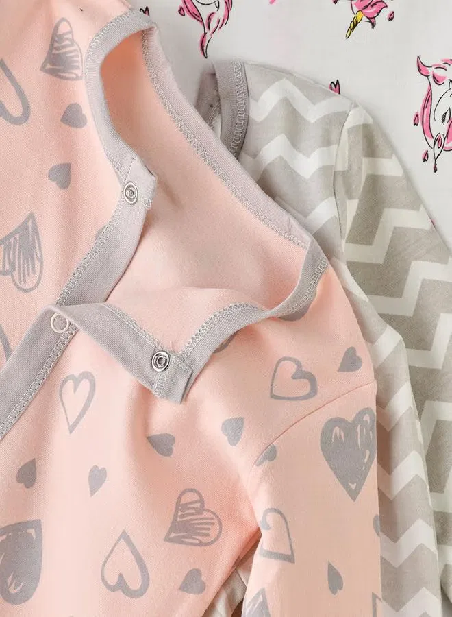 Боди-комбинезон с принтом комплект из 3 штук Babyqlo, разноцветный — фото 4