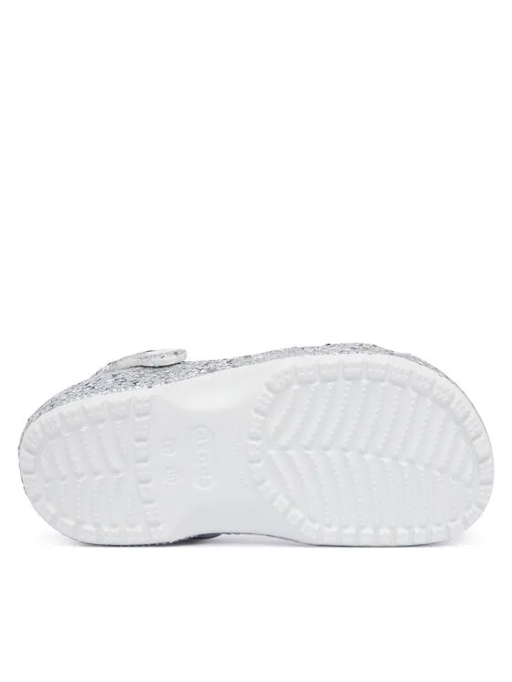 Шлепанцы Classic Dazzle Glitter Clog K Crocs, серебро — фото 4