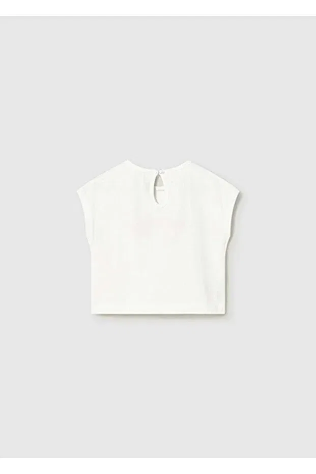 Детская футболка для девочек с вышивкой Mayoral, Nude Color — фото 2