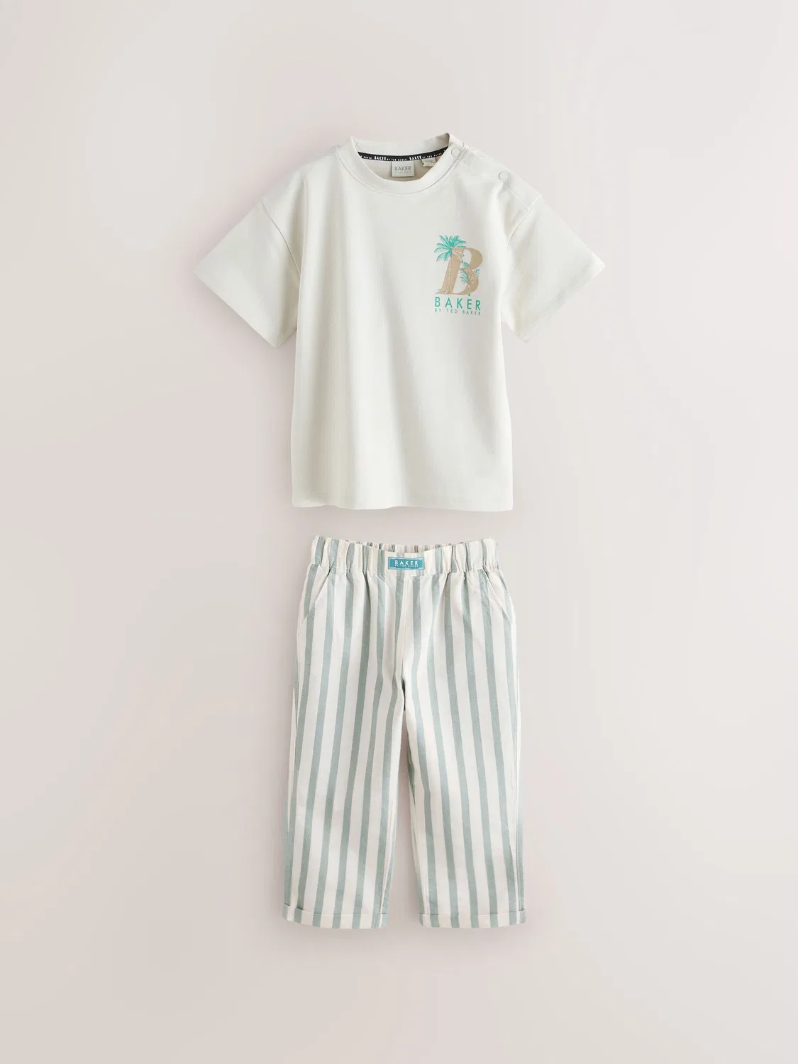 Комплект из футболки и брюк с пальмой Baker by Ted Baker, белый