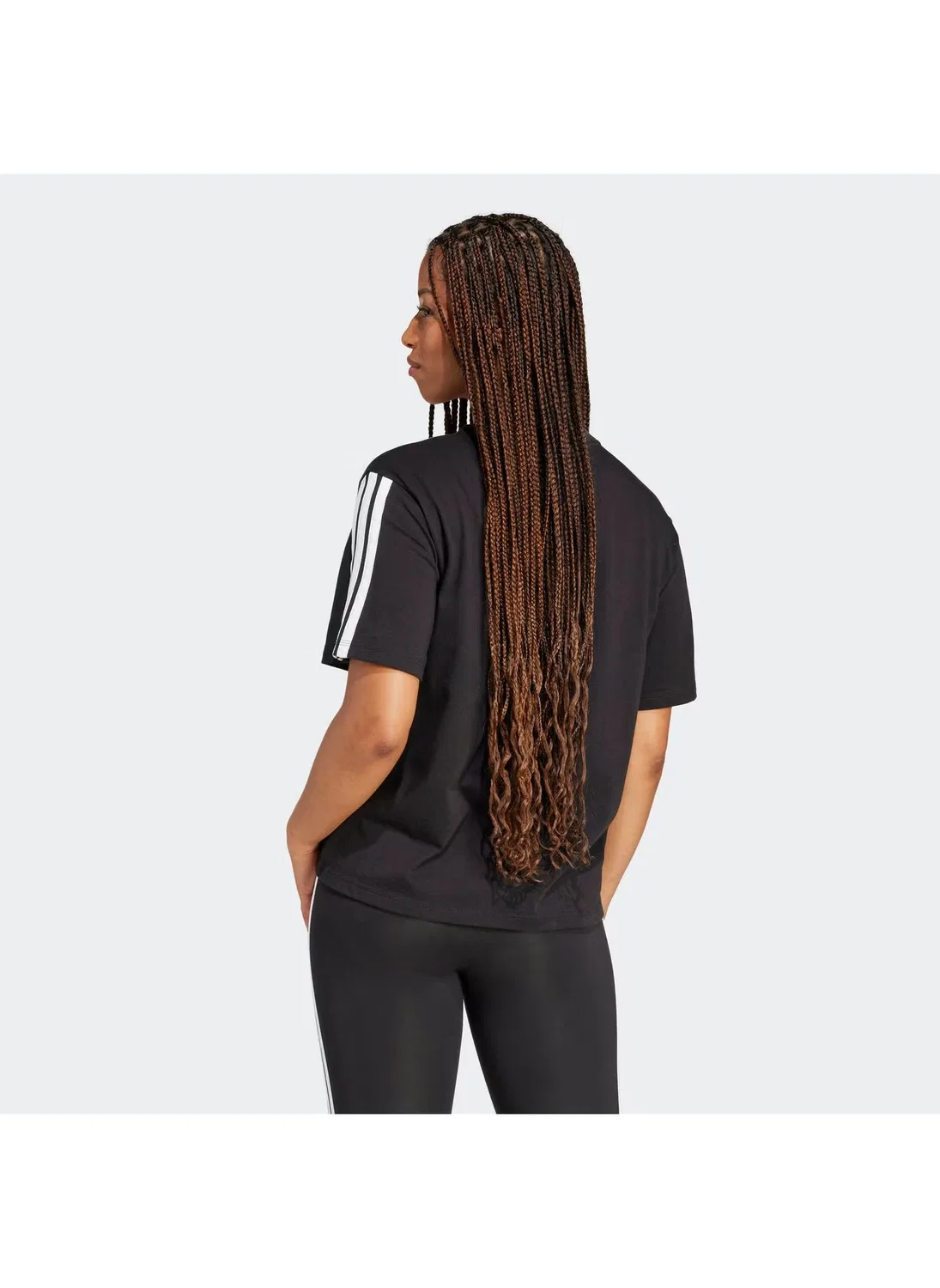 Футболка свободного кроя с принтом 3-Stripes Adidas, черный — фото 2