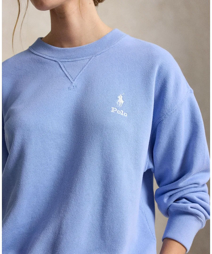 Женский свитшот с круглым вырезом и длинным рукавом из флиса Island Fleece Polo Ralph Lauren, Dress Shirt Blue — фото 3
