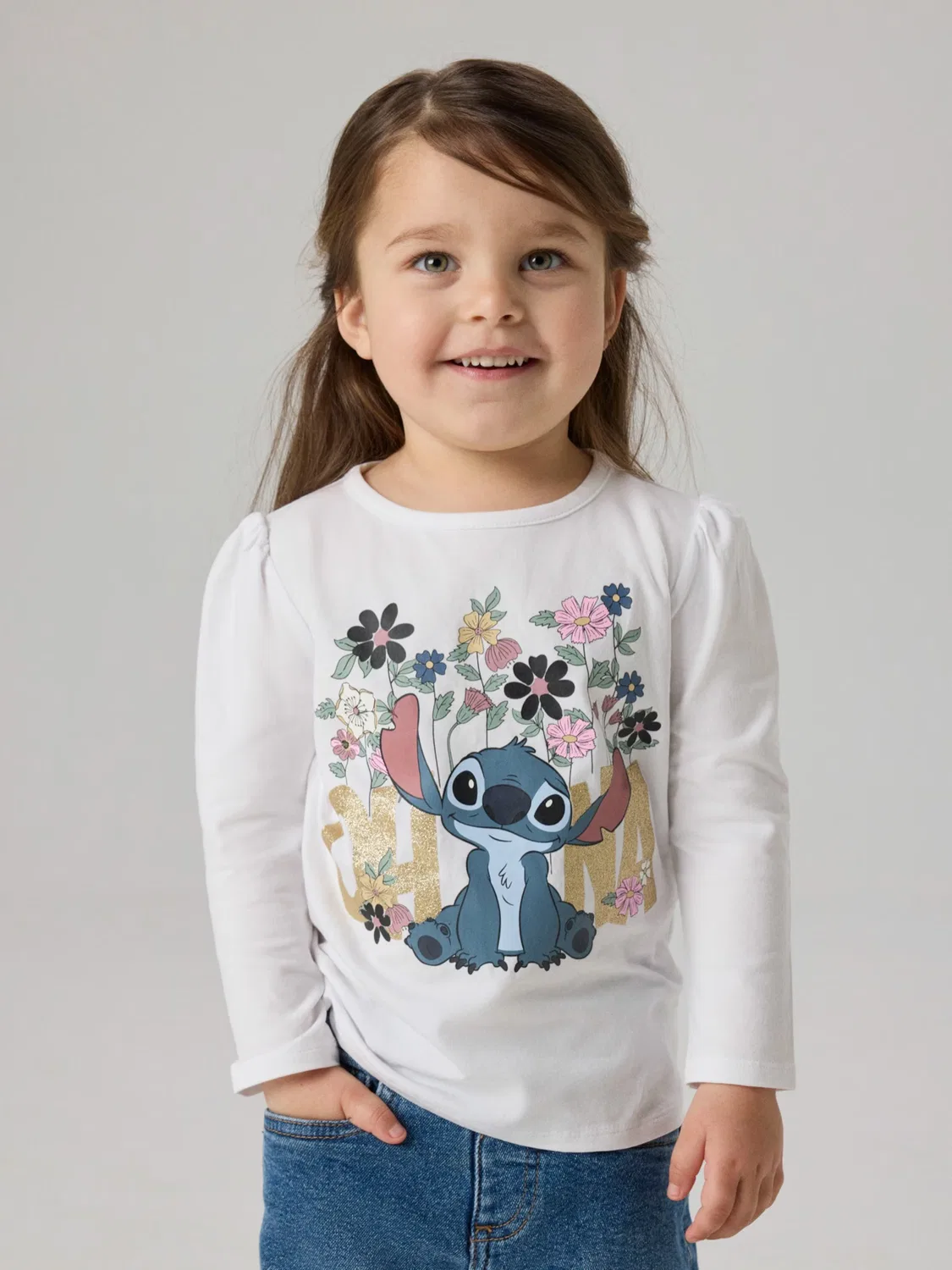 Футболка Name It NMFJINA STITCH белого цвета — фото 4