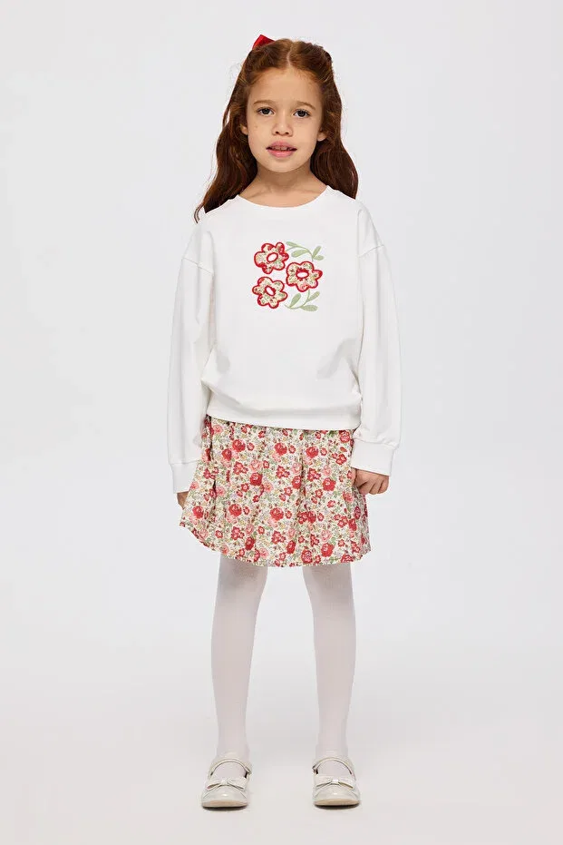 Детские свитшот для девочек с принтом Liberty Fabric Heart Panço, Ecru