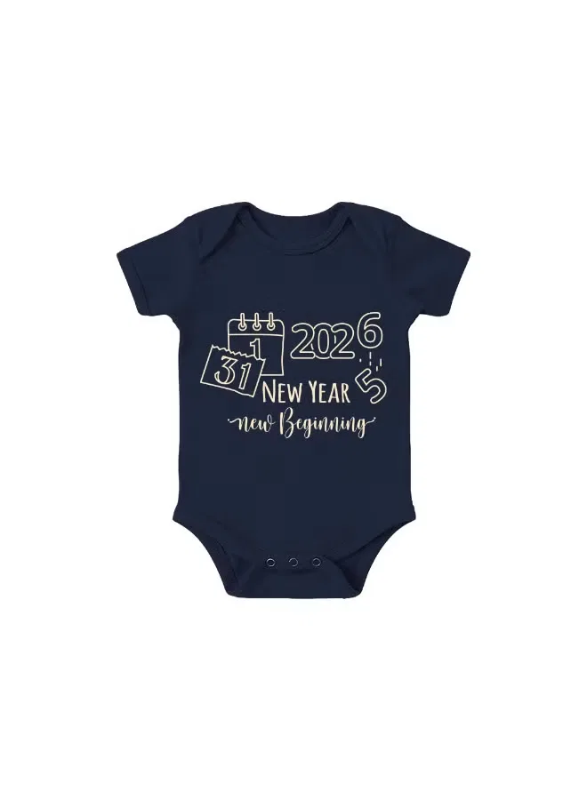Боди-комбинезон новогодний с принтом New Beginning 2026 Squad Sitara Fashions, синий — фото 2