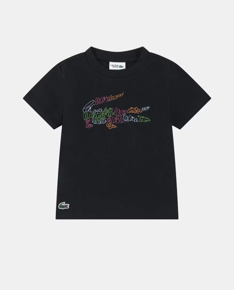 Футболка, Gráfica Script Croc, Lacoste, черный